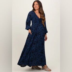 Navy Floral Maxi Maternity Dress